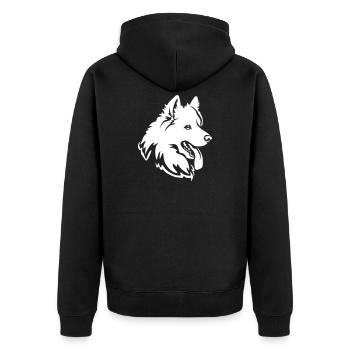 Tête samoyède « Black Edition » - Veste à capuche bio Premium Unisexe - noir - Dos - Nico (187cm)