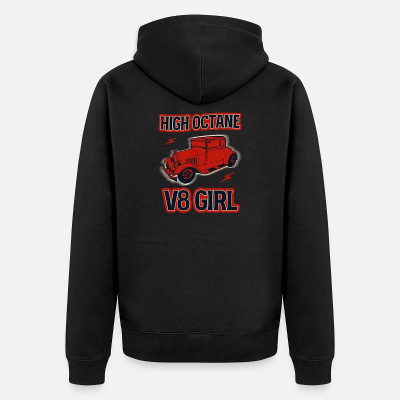 Fille V8 à haute intensité - Veste à capuche bio Premium Unisexe - noir