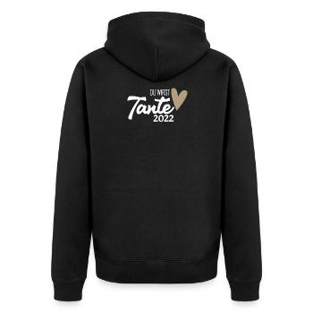 Werdende Tante 2022 Loading Nachwuchs - Unisex Premium Bio Zip Hoodie - Schwarz - Hinten - Nico (187cm)