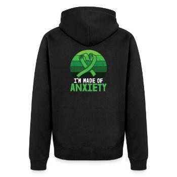 I'm Made Of Anxiety Mental Health - Unisex Premium Organic Zip Hoodie - black - Back - Nico (187cm)