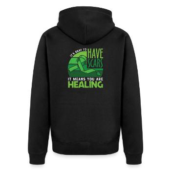 Mental Health Awareness - Unisex Premium Bio Zip Hoodie - Schwarz - Hinten - Nico (187cm)