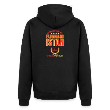 Bienvenue au FLEMMARDISTAN - Humour Zen - Veste à capuche bio Premium Unisexe - noir - Dos - Nico (187cm)