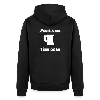 J'suis à ma 1ère dose - Bière - Veste à capuche bio Premium Unisexe - noir - Dos - Nico (187cm)