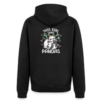 Dieses Maedchen Liebt Pandas - Unisex Premium Bio Zip Hoodie - Schwarz - Hinten - Nico (187cm)