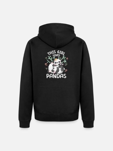Cette fille aime les pandas - Veste à capuche bio Premium Unisexe - noir