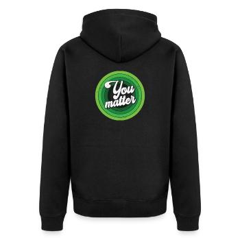 You Matter Green Mental Health - Unisex Premium Bio Zip Hoodie - Schwarz - Hinten - Nico (187cm)