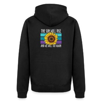 Prévention du suicide tournesol - Veste à capuche bio Premium Unisexe - noir - Dos - Nico (187cm)