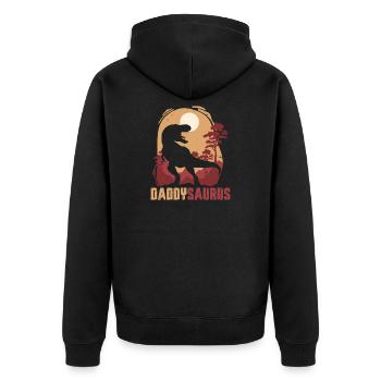 Daddysaurus Sunset Silhouette - Unisex Premium Organic Zip Hoodie - black - Back - Nico (187cm)