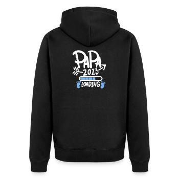 Papa 2023 - Vater 2023 loading Sohn - Unisex Premium Bio Zip Hoodie - Schwarz - Hinten - Nico (187cm)