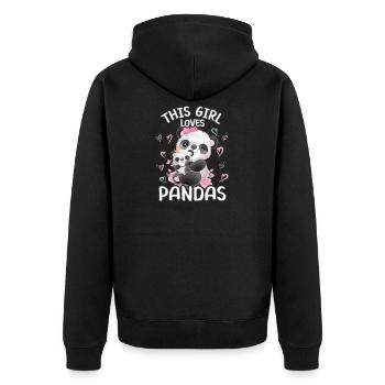 Dieses Maedchen Liebt Pandas - Unisex Premium Bio Zip Hoodie - Schwarz - Hinten - Nico (187cm)