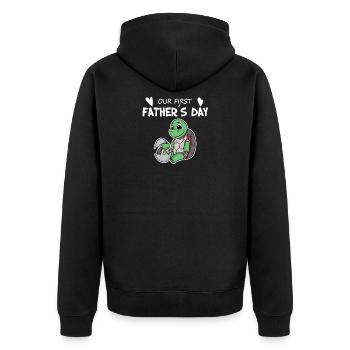 Father's Day Gift - Our First Father's Day - Unisex Premium Organic Zip Hoodie - black - Back - Nico (187cm)