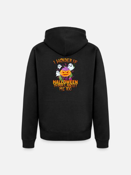 Halloween also thinks of me pumpkin - Unisex Premium Organic Zip Hoodie - black