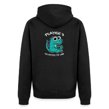 Spieler 7 hat das Spiel Betreten Baby - Unisex Premium Bio Zip Hoodie - Schwarz - Hinten - Nico (187cm)