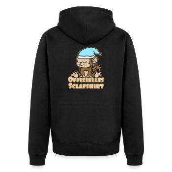 Offizielles Schlafshirt süßes Äffchen - Unisex Premium Bio Zip Hoodie - Schwarz - Hinten - Nico (187cm)
