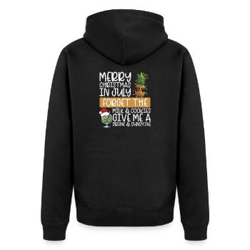 Pineapple Merry Christmas in July - Unisex Premium Organic Zip Hoodie - black - Back - Nico (187cm)