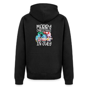 Elves Merry Christmas In July Tropical - Unisex Premium Organic Zip Hoodie - black - Back - Nico (187cm)