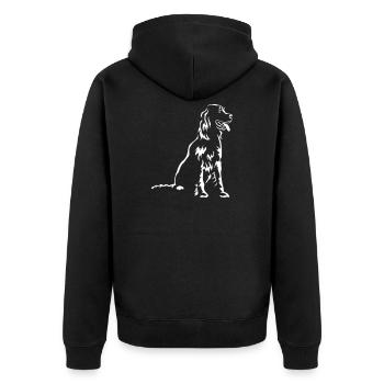 Gordon Setter "Black Edition" - Unisex Premium Organic Zip Hoodie - black - Back - Nico (187cm)
