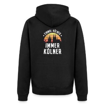 Köln Einmal Kölner Immer Kölner Karneval Kölsch - Unisex Premium Bio Zip Hoodie - Schwarz - Hinten - Nico (187cm)
