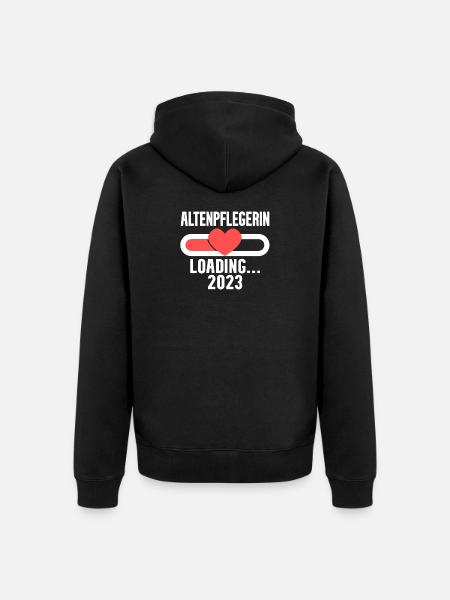 Altenpflegerin 2023 Loading - Unisex Premium Bio Zip Hoodie - Schwarz