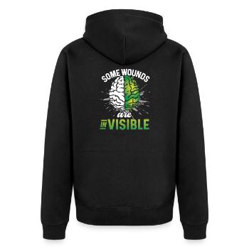 Mental Health Some Wounds Are Invisible - Unisex Premium Bio Zip Hoodie - Schwarz - Hinten - Nico (187cm)