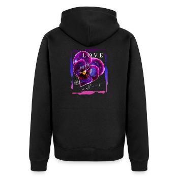 Love matters Blume Valentinstag Romantiker Spruch - Unisex Premium Bio Zip Hoodie - Schwarz - Hinten - Nico (187cm)