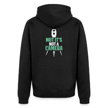 Ironische Botschaftsfotografie - Unisex Premium Bio Zip Hoodie - Schwarz - Hinten - Nico (187cm)