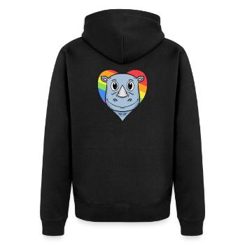 Nashorn Lgbt Regenbogen Farben - Unisex Premium Bio Zip Hoodie - Schwarz - Hinten - Nico (187cm)