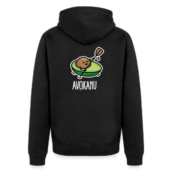 Avokanu lustige Kanu Kanusport Avocado Kajak - Unisex Premium Bio Zip Hoodie - Schwarz - Hinten - Nico (187cm)