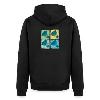 Badminton Federbälle Pop Art - Unisex Premium Bio Zip Hoodie - Schwarz - Hinten - Nico (187cm)