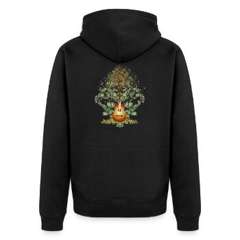 fascinant motif de guitare surréaliste avec arbre - Veste à capuche bio Premium Unisexe - noir - Dos - Nico (187cm)