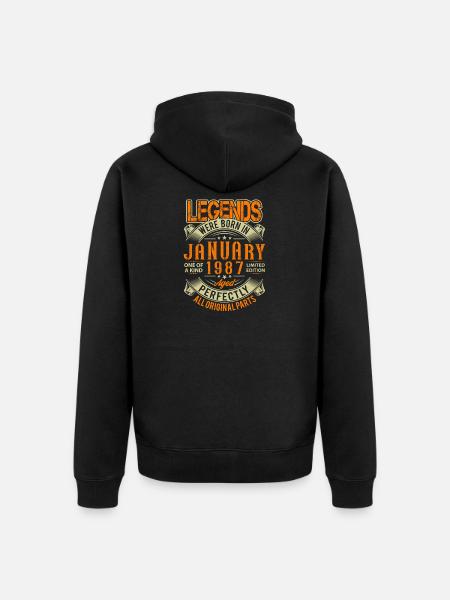 1987 January Birthday Legend - Unisex Premium Organic Zip Hoodie - black