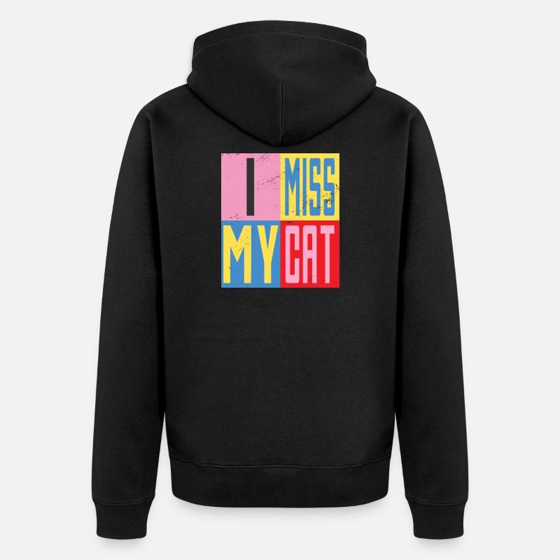 Mon chat me manque - Veste à capuche bio Premium Unisexe - noir