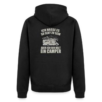 Cooles Camper Reisemobil Fun Shirt - Unisex Premium Bio Zip Hoodie - Schwarz - Hinten - Nico (187cm)