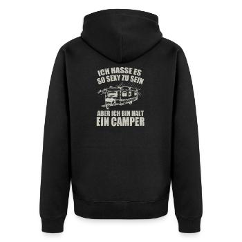 Cooles Camper Reisemobil Fun Shirt - Unisex Premium Bio Zip Hoodie - Schwarz - Hinten - Nico (187cm)