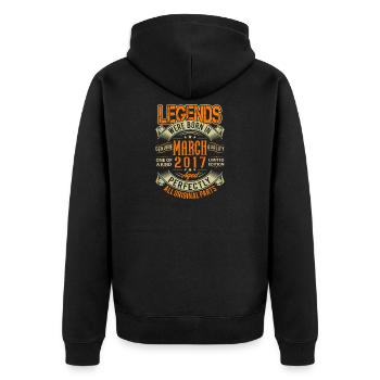 2017 März Geburtstag Legende - Unisex Premium Bio Zip Hoodie - Schwarz - Hinten - Nico (187cm)