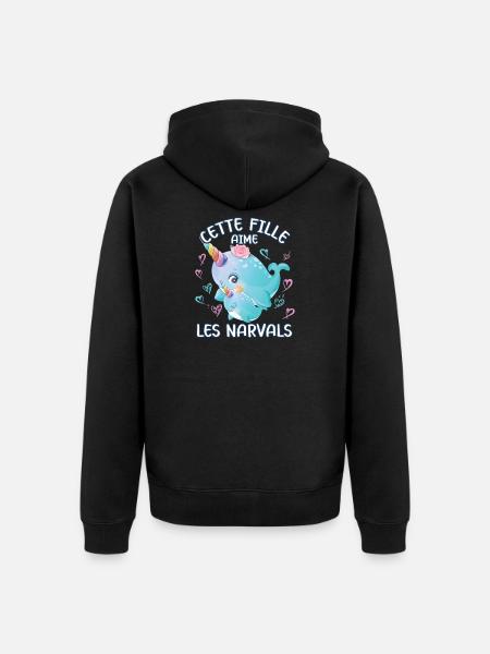 Dieses Mädchen Liebt Narwale - Unisex Premium Bio Zip Hoodie - Schwarz
