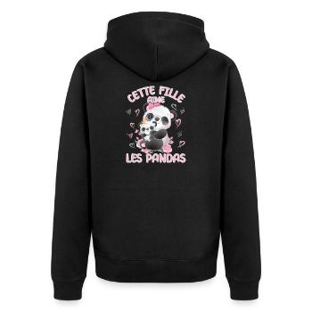 Dieses Mädchen Liebt Pandas - Unisex Premium Bio Zip Hoodie - Schwarz - Hinten - Nico (187cm)