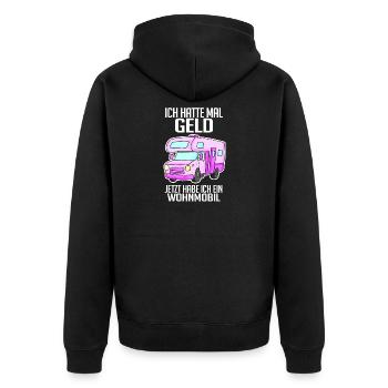 Wohnmobil Wohnwagen Campen Camping - Unisex Premium Bio Zip Hoodie - Schwarz - Hinten - Nico (187cm)