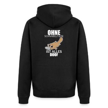 Schnabeltier - Unisex Premium Bio Zip Hoodie - Schwarz - Hinten - Nico (187cm)