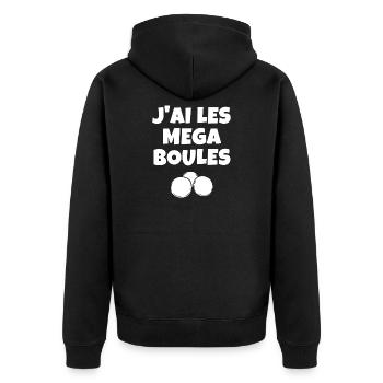 pétanque, bouliste, pétanqueur - Veste à capuche bio Premium Unisexe - noir - Dos - Nico (187cm)