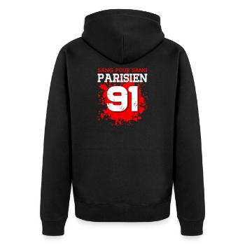 Sang Pour Sang Parisien - 91 - Veste à capuche bio Premium Unisexe - noir - Dos - Nico (187cm)