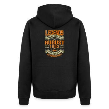 1953 August Geburtstag Legende - Unisex Premium Bio Zip Hoodie - Schwarz - Hinten - Nico (187cm)