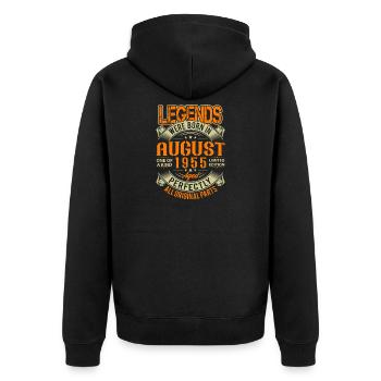 1955 August Geburtstag Legende - Unisex Premium Bio Zip Hoodie - Schwarz - Hinten - Nico (187cm)