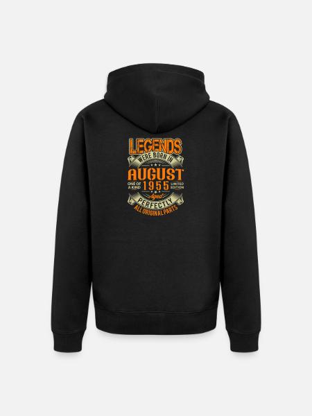 Légende d’anniversaire d’août 1955 - Veste à capuche bio Premium Unisexe - noir