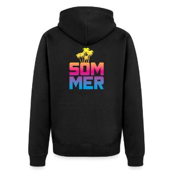 Sommer Palmen Verlauf Beach Strand bunt Mallorca - Unisex Premium Bio Zip Hoodie - Schwarz - Hinten - Nico (187cm)