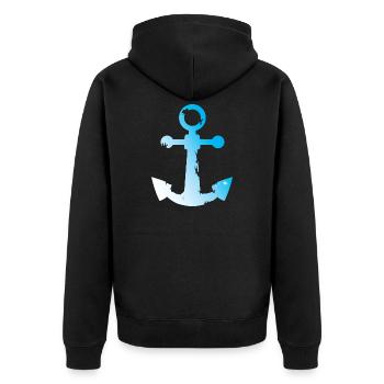 Utilisé look symbole d’ancre mer eau mer graphique - Veste à capuche bio Premium Unisexe - noir - Dos - Nico (187cm)