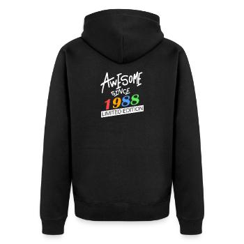 1988 - Jahrgang 1988 geboren Geschenk - Unisex Premium Bio Zip Hoodie - Schwarz - Hinten - Nico (187cm)