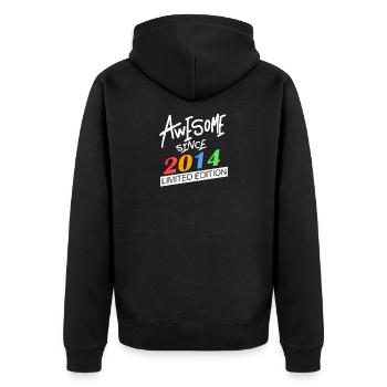 2014 - Vintage 2014 - Fantastic since 2014 - Unisex Premium Organic Zip Hoodie - black - Back - Nico (187cm)