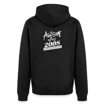 2008 - Jahrgang 2008 - Fantastisch seit 2008 - Unisex Premium Bio Zip Hoodie - Schwarz - Hinten - Nico (187cm)