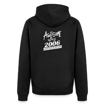 2006 - Jahrgang 2006 - Fantastisch seit 2006 - Unisex Premium Bio Zip Hoodie - Schwarz - Hinten - Nico (187cm)